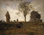 Jean-Franc Millet Autumn landscape with a flock of Turkeys Spain oil painting artist